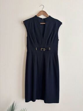 Trina Turk Black Ponte Knit Cap Sleeve Sheath Dress Sz 6